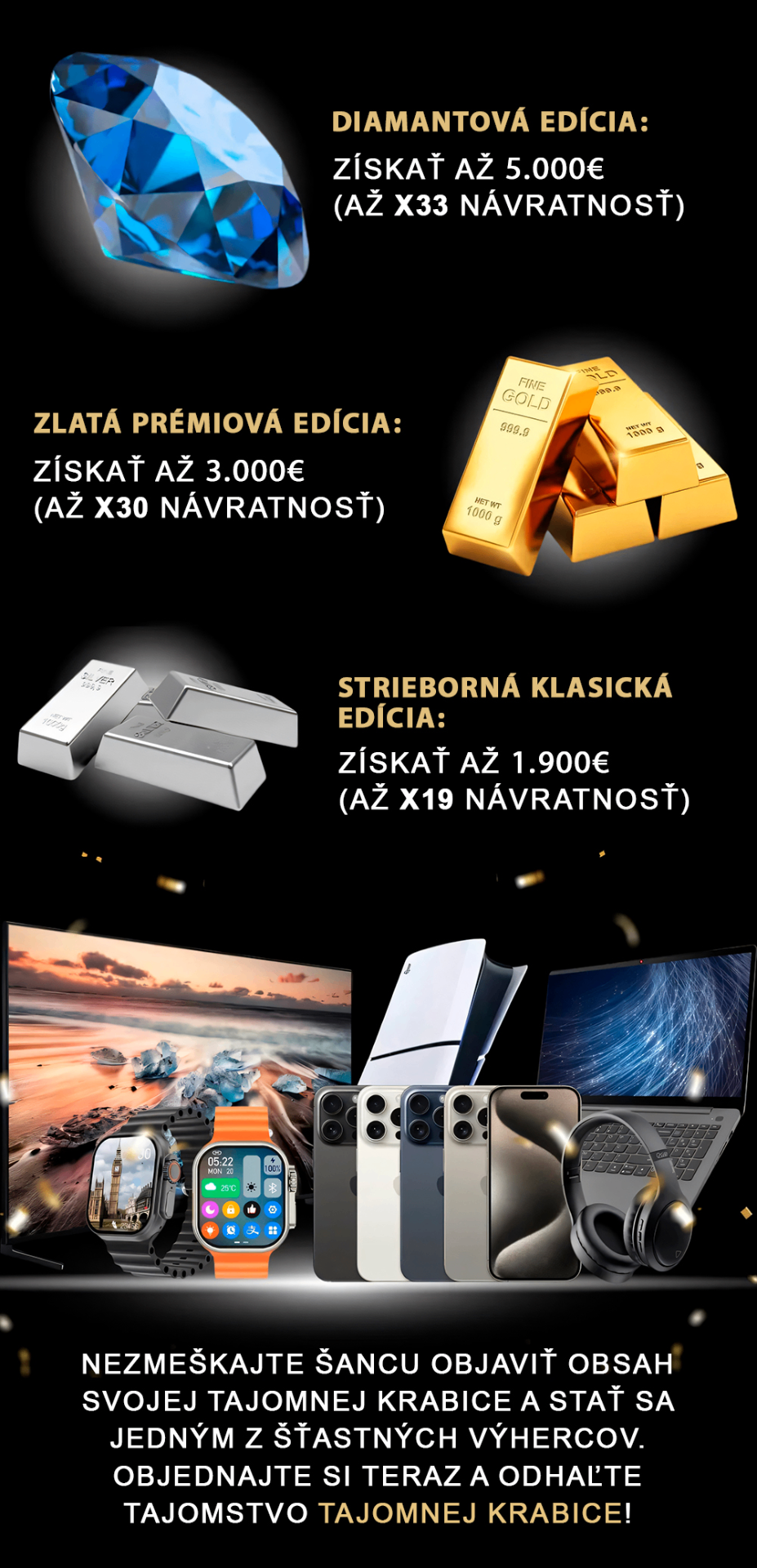 Edície a možné výhry
